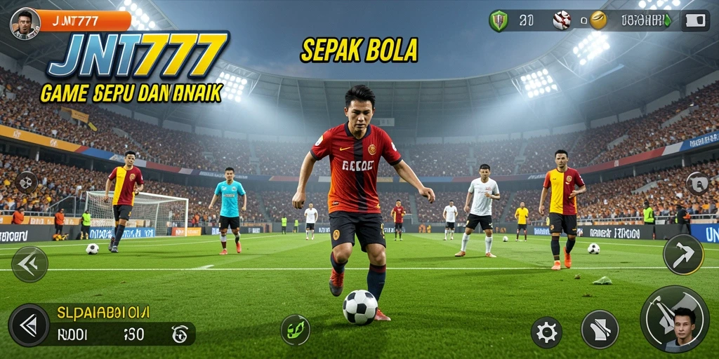Gameplay JNT777 menampilkan pertandingan sepak bola yang seru dan realistis.