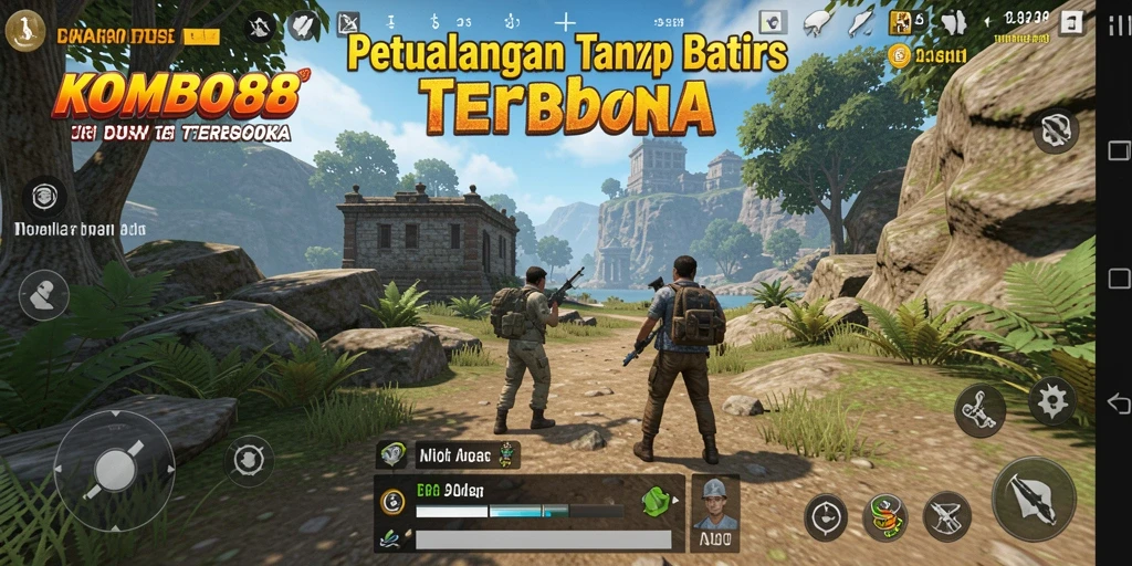 Screenshot menunjukkan aksi petualangan seru di dunia Open World.