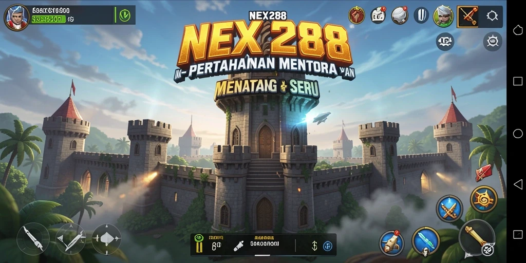 Screenshot menampilkan aksi menakjubkan dalam gameplay Tower Defense.
