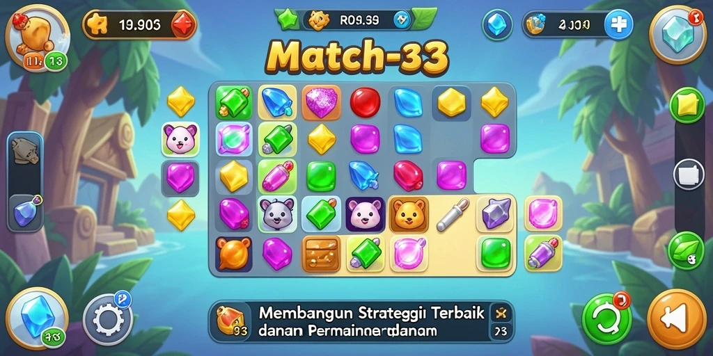 Screenshot gameplay RR33 menampilkan keseruan mencocokkan item dalam permainan Match-3.